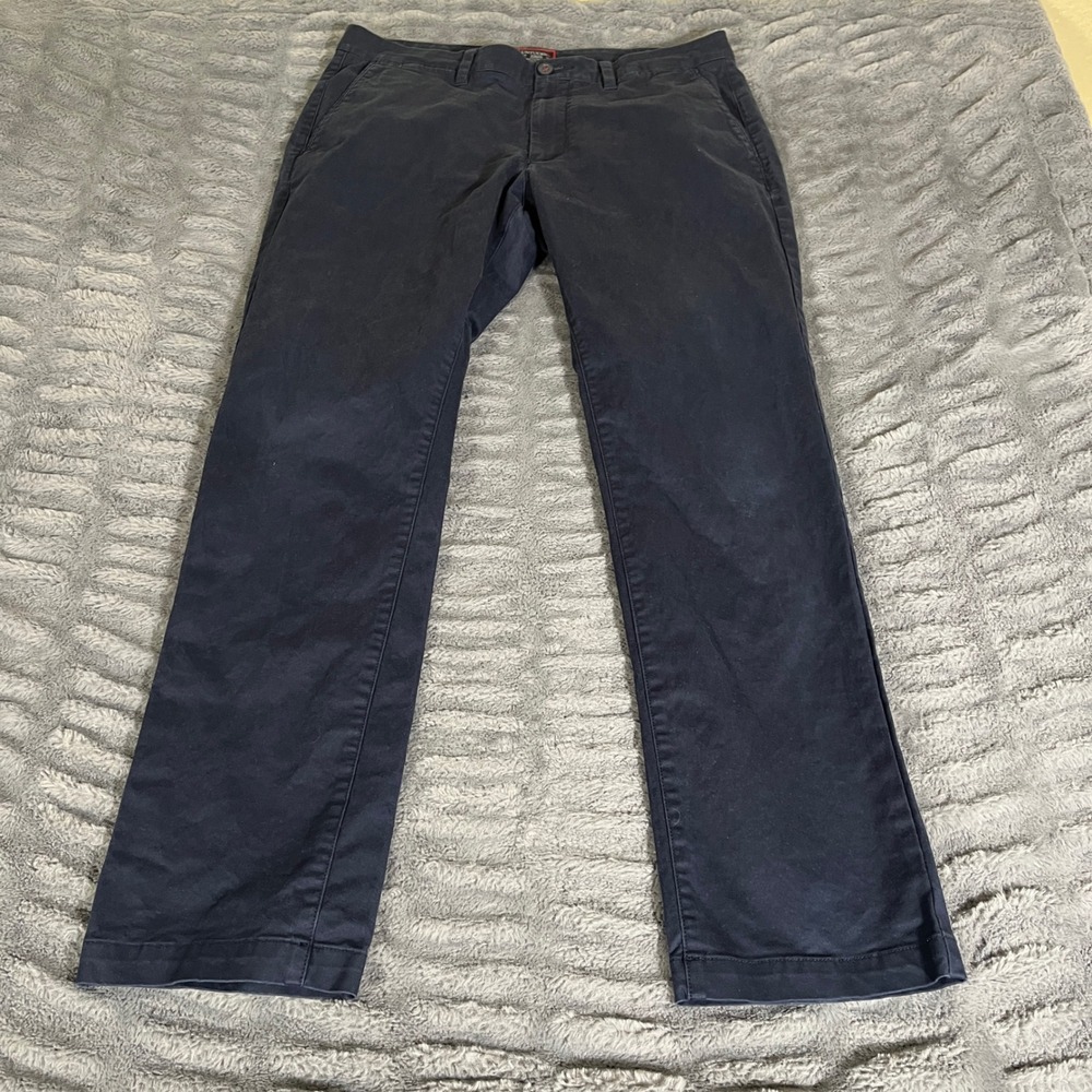 UNTUCKit Mens Navy Blue Straight Fit Cotton Stretch Chino Pants W34 L30 AP872